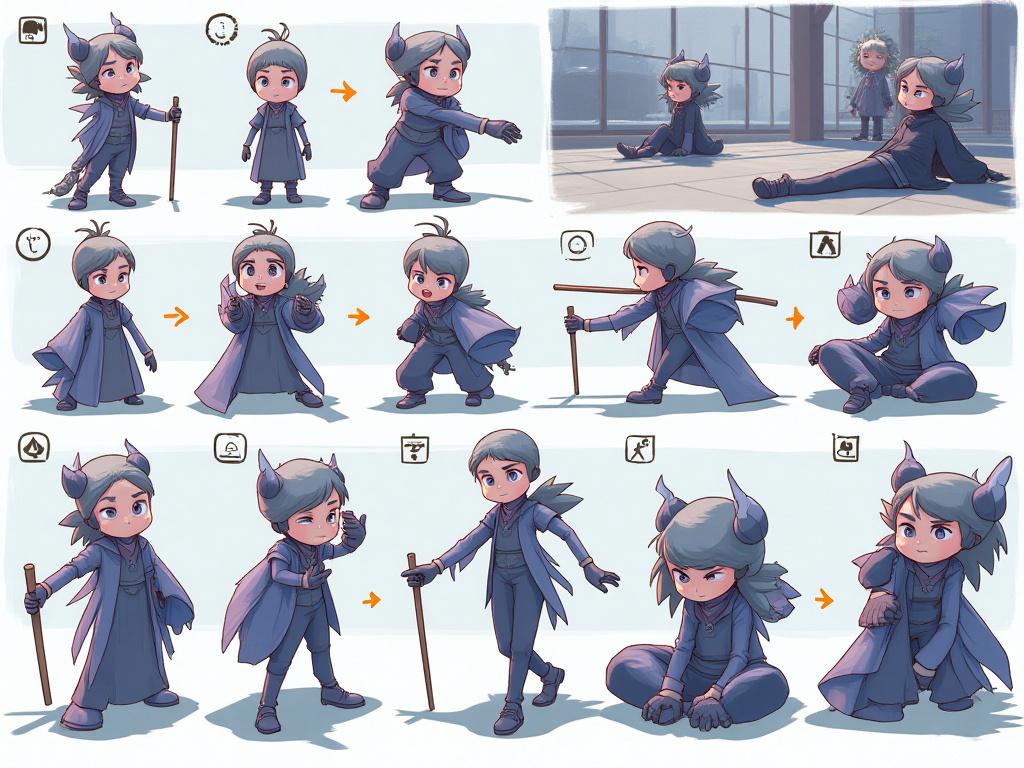 3Dアニメーション制作のワークフローを示す画像。キャラクターデザインから最終レンダリングまで